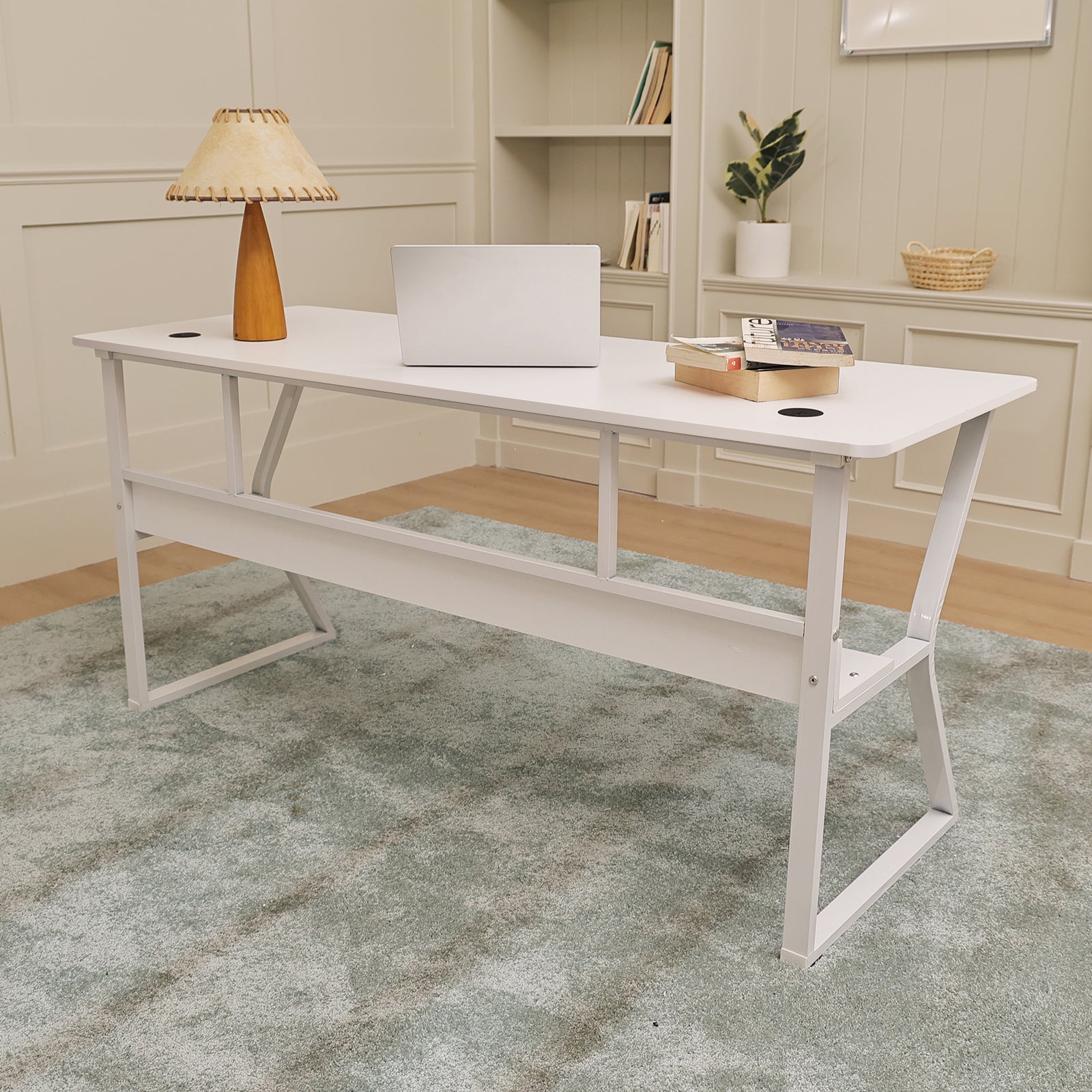 AZN Gaming Desk, 47/55'' Computer Desk, Gaming Desk w/LED Lights & Carbon Fiber Desktop, Home Office Desks w/Ergonomic Design, Computer Desks w/Cup Holder, Headphone Holder, Cable Organizer