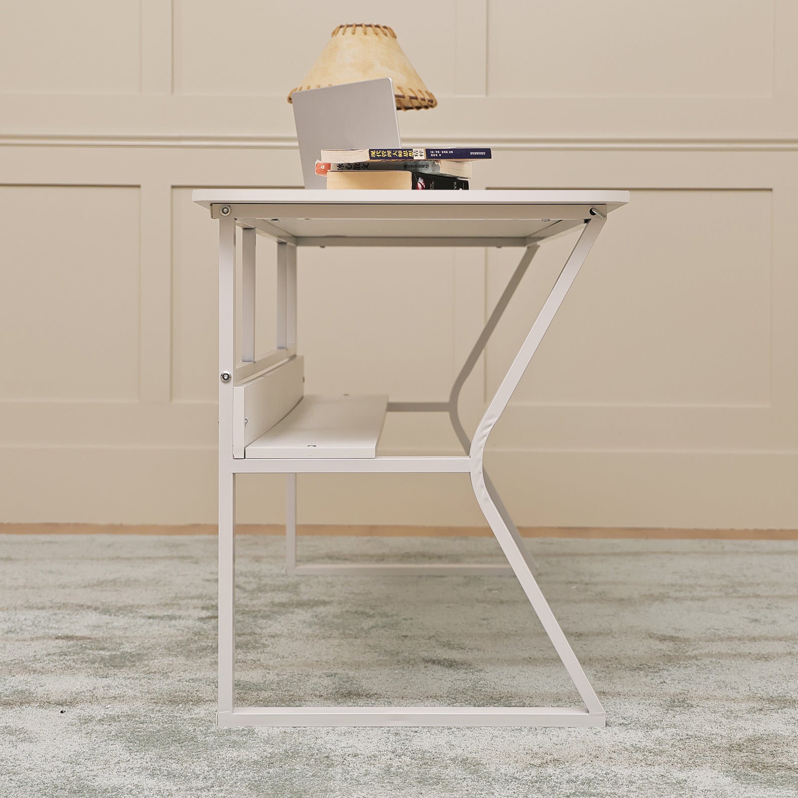 AZN Gaming Desk, 47/55'' Computer Desk, Gaming Desk w/LED Lights & Carbon Fiber Desktop, Home Office Desks w/Ergonomic Design, Computer Desks w/Cup Holder, Headphone Holder, Cable Organizer