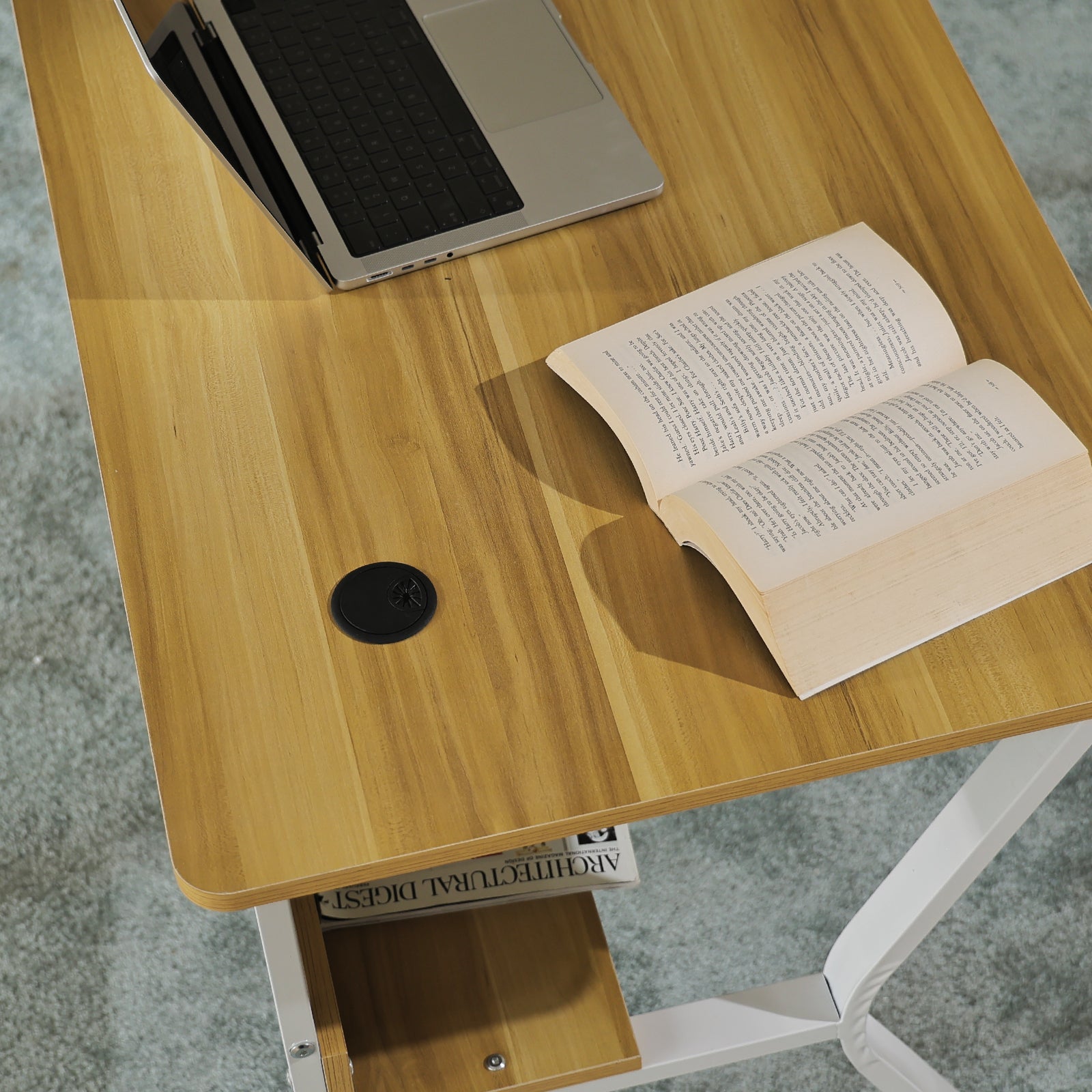 AZN Gaming Desk, 47/55'' Computer Desk, Gaming Desk w/LED Lights & Carbon Fiber Desktop, Home Office Desks w/Ergonomic Design, Computer Desks w/Cup Holder, Headphone Holder, Cable Organizer