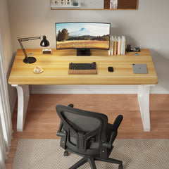 AZN Gaming Desk, 47/55'' Computer Desk, Gaming Desk w/LED Lights & Carbon Fiber Desktop, Home Office Desks w/Ergonomic Design, Computer Desks w/Cup Holder, Headphone Holder, Cable Organizer